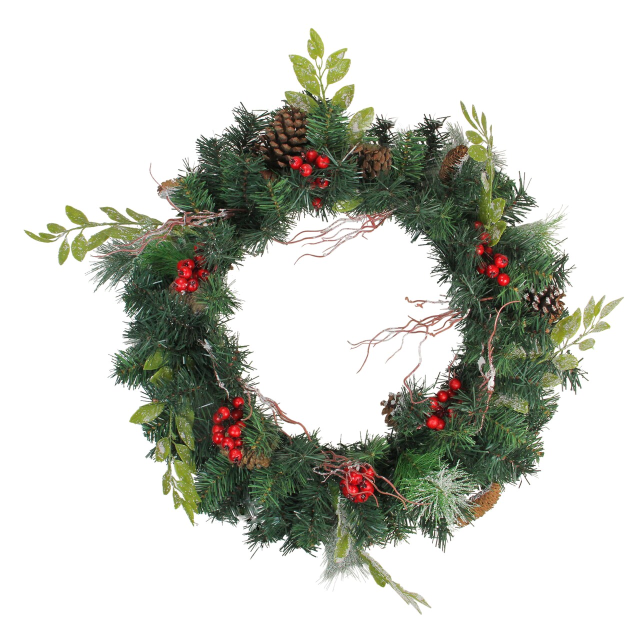 Northlight Pre-Decorated Frosted Pinecone and Berry Artificial Christmas Wreath - 24-Inch, Unlit